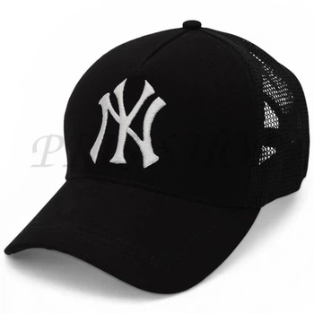 Бейсболка літня з сіткою unisex брендова кепка з бавовни універсальна New York Bth20875 L / 57-58 Чорний-білий