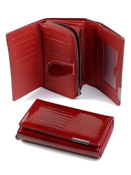 Кошелек женский кожаный из натуральной кожи красная 16.5 x 9 x 4 см – 1 отделение для купюр 12 для карточек
