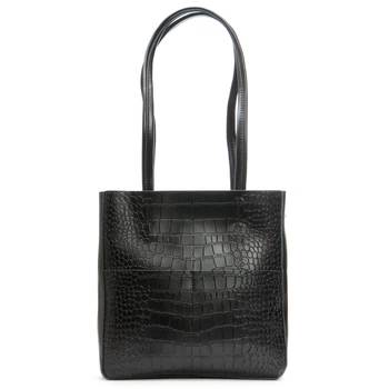 Сумка-шопер кожаная женская черная 27×27×12 см PD-400323