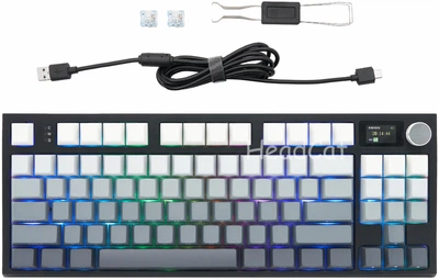 Ігрова Бездротова Механічна Клавіатура ATTACK SHARK K86 Black gradient з TFT-дисплєм, RGB, 4000mAh, 2.4G/Bluetooth/Кабель