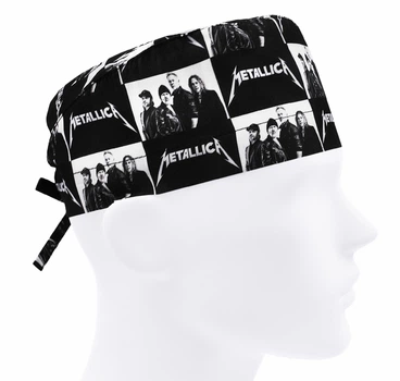 Медична шапочка чоловіча FloralScrubs універсальна принт Metallica