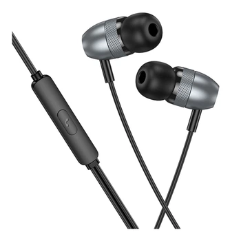 Провідні вакуумні навушники Borofone BM95 Stereo Bas з мікрофоном, конектор Type-C, провідне управління, підтримка дзвінків 1.2м Black/Grey