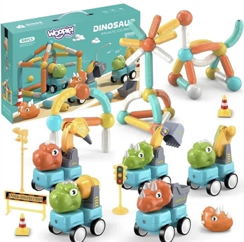 Klocki Magnetyczne Woopie Dinozaury Konstrukcyjne Zestaw 84 elementy (41008) (5906280651008)