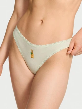 Трусики танга жіночі бавовняні Victoria's Secret 27184331 XS Салатові (196879992121)