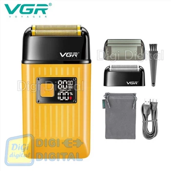 Электробритва VGR V-357 шейвер GOLD двойное лезвие 2 насадки выдвижной триммер IPX6 LED display
