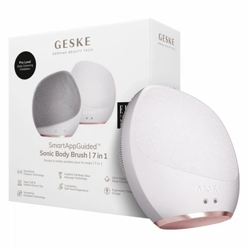 Ультразвуковая щетка для тела и интенсивный пилинг GESKE Sonic Body Brush & Intensive Exfoliator 7в1 жемчужная
