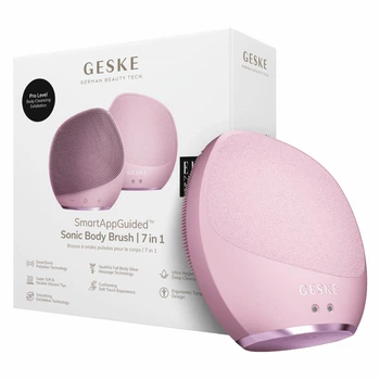 Ультразвуковая щетка для тела и интенсивный пилинг GESKE Sonic Body Brush & Intensive Exfoliator 7в1 розовая