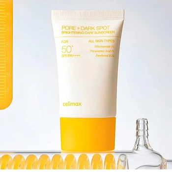 Освітлювальний сонцезахисний крем Celimax PORE+DARK SPOT BRIGHTENING CARE SUNSCREEN SPF50+ PA++++, 50 мл