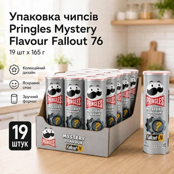Чипси Pringles Mystery Flavour Fallout 76 165 г х 19 шт — упаковка, колекційний дизайн