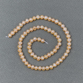 Персиковые речные жемчужины на нитке d 5-6х5-4мм, длина 36 см, ida46335
