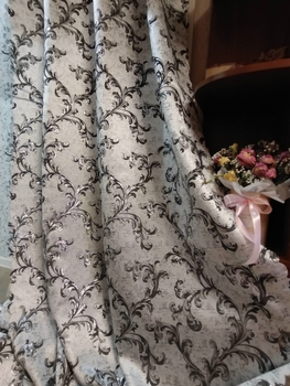 Шторная Ткань с Рисунком Серебристого цвета, ширина 1,45м, для зала, для гостиной, для спальни, для загородного дома