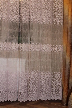 Тюль з вишивкою фатінова "Морозець" (ціна вказана за 1м) турецька на метраж для зали, вітальні, спальні, кухні, заміського будинку