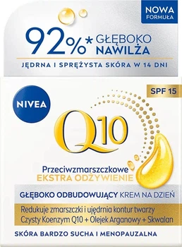 Krem do twarzy Nivea Q10 Extra odżywienie Spf 15 na dzień przeciwzmarszczkowy 50 ml (5900017100722)
