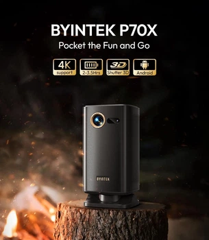 Портативний проектор з акумулятором Byintek UFO P70X DLP OSRAM 2 / 32 gb 400 ANSI android tv 10000 mAh Type-C auto focus wi fi 6D auto keystone