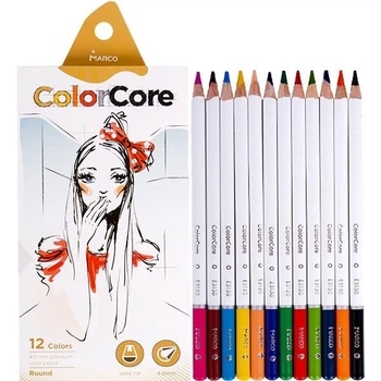 Карандаши цветные "Marco ColorCore" 12 цветов /3130-12СВ-В/ d=4.0 круглые (девушка)