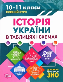 Книга «Таблиці та схеми. Історія України в таблицях і схемах. 10-11 класи, до ЗНО». Автор - Світлана Губіна