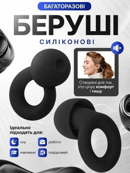 Беруши силиконовые многоразовые со сменными амбушурами от шума для сна отдыха и работы, шумоизоляционные вкладыши в уши с футляром Черные
