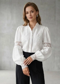 Блузка женская с обьемными рукавами и кружевом G&N 21966 XL (укр 50)