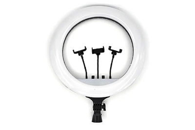 Кольцевая LED-лампа RL-21 M-54 54 см, 60 Вт, 3 режима света, плавная регулировка яркости и 3 держателя для смартфона