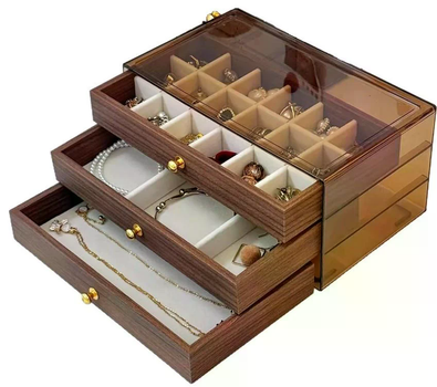 Шкатулка для ювелирных украшений XL-1644 органайзер для серег, колец, браслетов под дерево