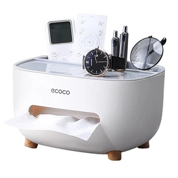 Настольный органайзер Ecoco Tissue с диспенсером для салфеток, 4 отсека, пластик
