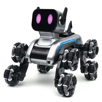 Робот-собака Stunt Robot Dog · Механическая собака на колесах с LED глазами и музыкой