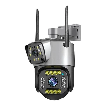 Уличная камера видеонаблюдения V380 Wi-Fi, 2 объектива 4MP, беспроводная