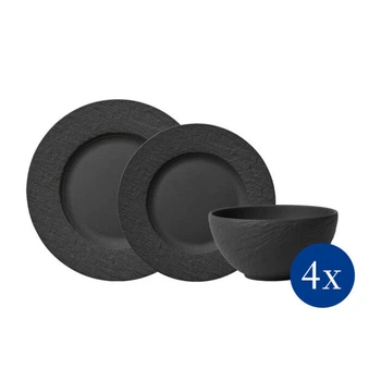 Набір посуду, 12 предметів, чорний Manufacture Rock Villeroy & Boch