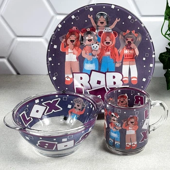 Набор детской посуды Roblox стекло 3 предмета