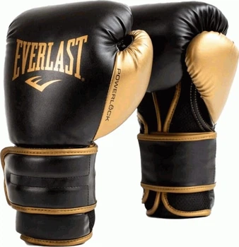 Боксерские перчатки EVERLAST POWERLOCK 2R TRAINING GLOVE черный, золотой Уни 16 унций (P00002665)