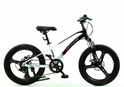 Детский спортивный магниевый велосипед 20 дюймов Shimano 7 скоростей черно-белый Corso «Fox 15» (FX-92155)