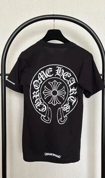 Футболка Chrome Hearts Черная футболка Chrome Hearts с логотипом цветка и надписью на спине женская хлопковая оверсайз стильная L Чорна (2594336430)