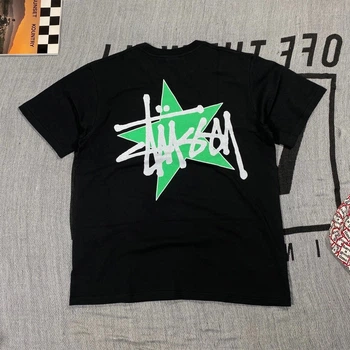 Футболка Stussy Star черная с принтом из хлопка унисекс оверсайз оригинал 2020-х стиль хип-хоп S Чорна (2586948029)