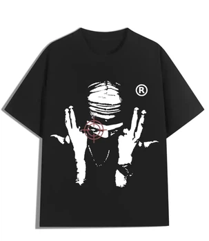Футболка с винтажным портретом и принтом букв XL Чорна (2453630453f)