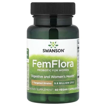 Пробіотик для жінок, 9,8 млрд КУО, FemFlora, Probiotic For Women, Swanson, 60 веганських капсул