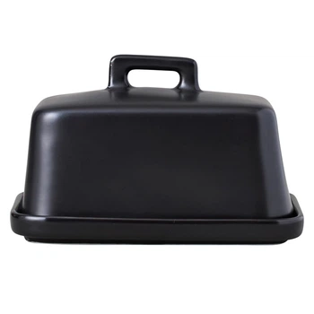 Масленка с крышкой, фарфор, 17 x 12 x 11 см, 850 мл Maxwell & Williams EPICURIOUS black