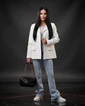 Женский пиджак SOLINNA SFH-307 oversize классический жакет на подкладке Молочний, 50-52