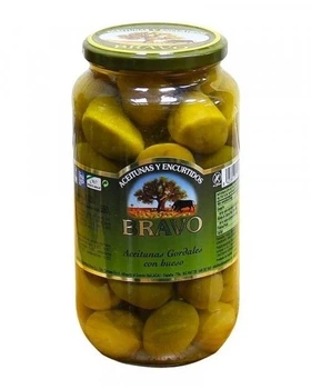 Оливки Bravo Aceitunas Gordal con bueso Гиганты с косточкой 1 кг