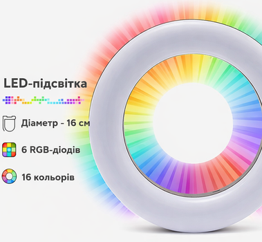 Подсветка под блюдце кальянная LED 16 см маленькая пластиковая на 6 ярких RGB диодов 16 цветов + регулировка яркости и режимов свечения