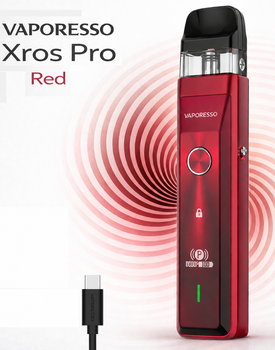 Pod система Vaporesso Xros Pro Red под система 1200 мАч Вапорессо Иксрос Про электронная сигарета до 30 Вт корпус из металла и пластика 3 мл красная