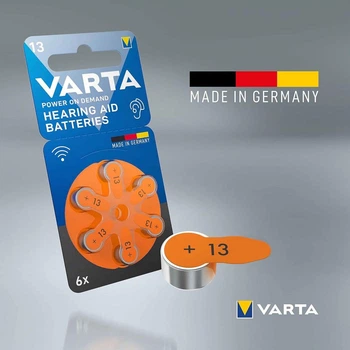 Батарейки для слуховых аппаратов воздушно-цинковые VARTA 13(60шт.) - 10 блистеров в коробке + Бесплатная доставка!