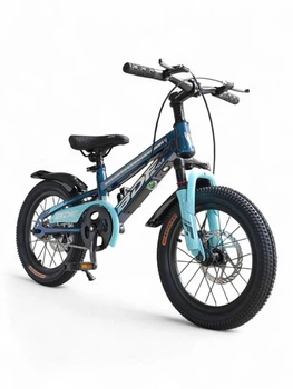 Дитячий гірський велосипед 16” BDF Y1249 з музикою та Bluetooth від 4 років алюмінієвий передня амортизація USB TPC зарядка підніжка яскравий блакитний