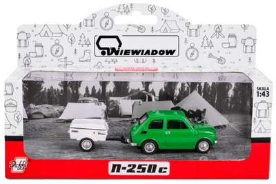 Model kolekcjonerski Daffi Fiat 126p + Przyczepa Niewiadow Krótka 1:43 K‑613 Zielony (5905422116139)