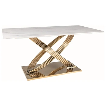Стол обеденный HERMES Белый (эффект мрамора) / Золото 160X90 HERMESBZL160 Signal