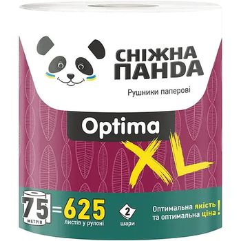Двухслойные бумажные полотенца Снежная панда Optima XL Roll, 1 рулон