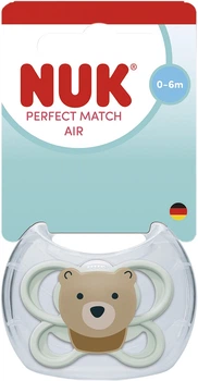 Пустушка Nuk Perfect Match Air Силіконова Розмір 1 0-6 місяців Ведмідь (4008600446828)