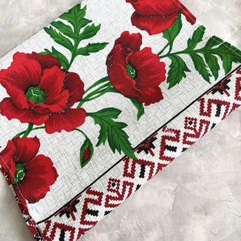Полотенце кухонное льняное - Маки, 35*70 см, арт 020538, 1 шт