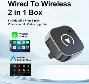 Беспроводной адаптер New 2in1 Mini Wireless CarPlay and Android Auto 5GHz WiFi, Type-C / USB