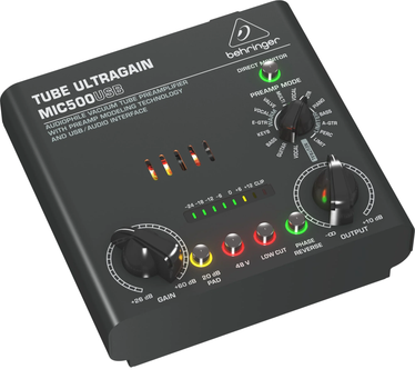 Ламповий мікрофонний передпідсилювач Behringer MIC500USB (4033653080644)