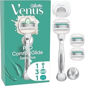 Станок для бритья женский (Бритва) Venus PRO Olay ComfortGlide Sensitive с 3 сменными картриджами креплением и дорожним чехлом